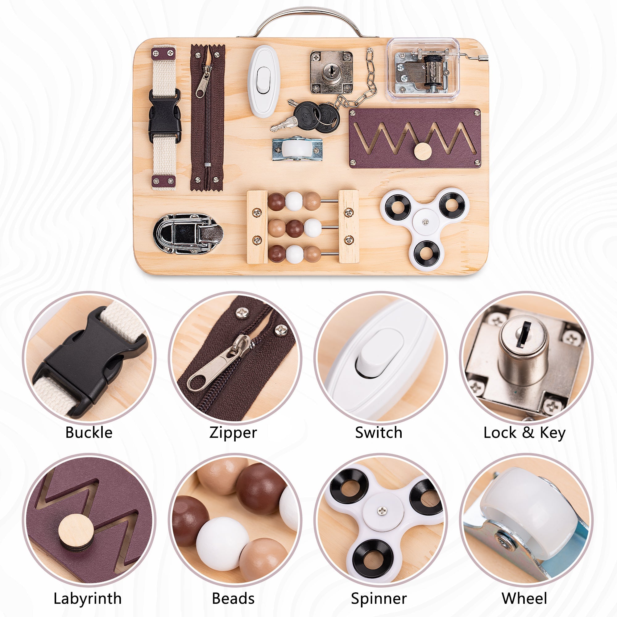 Wooden Fidget Busy Board | Dementia-Friendly Sensory Activity Board for Adults