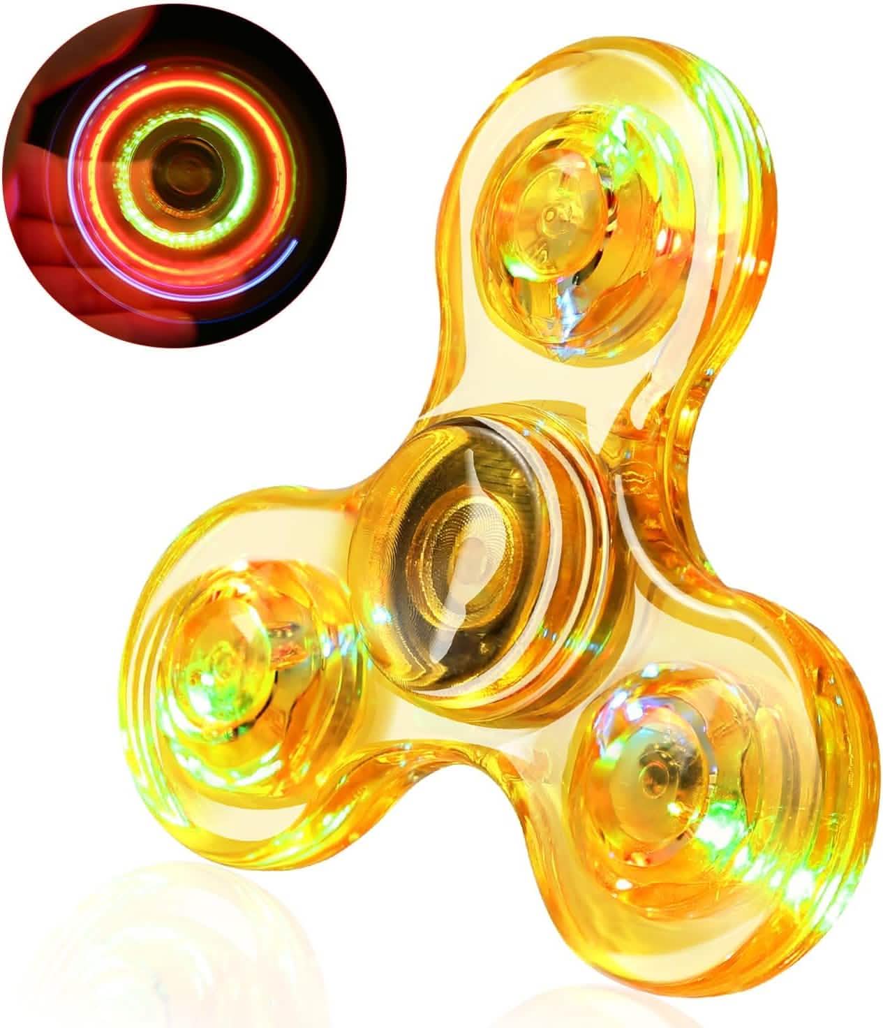 LED Fidget Spinner 3-Pack | Light Up Glow in the Dark Sensory Spin Toy