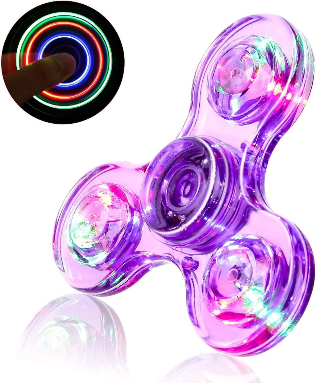 LED Fidget Spinner 3-Pack | Light Up Glow in the Dark Sensory Spin Toy