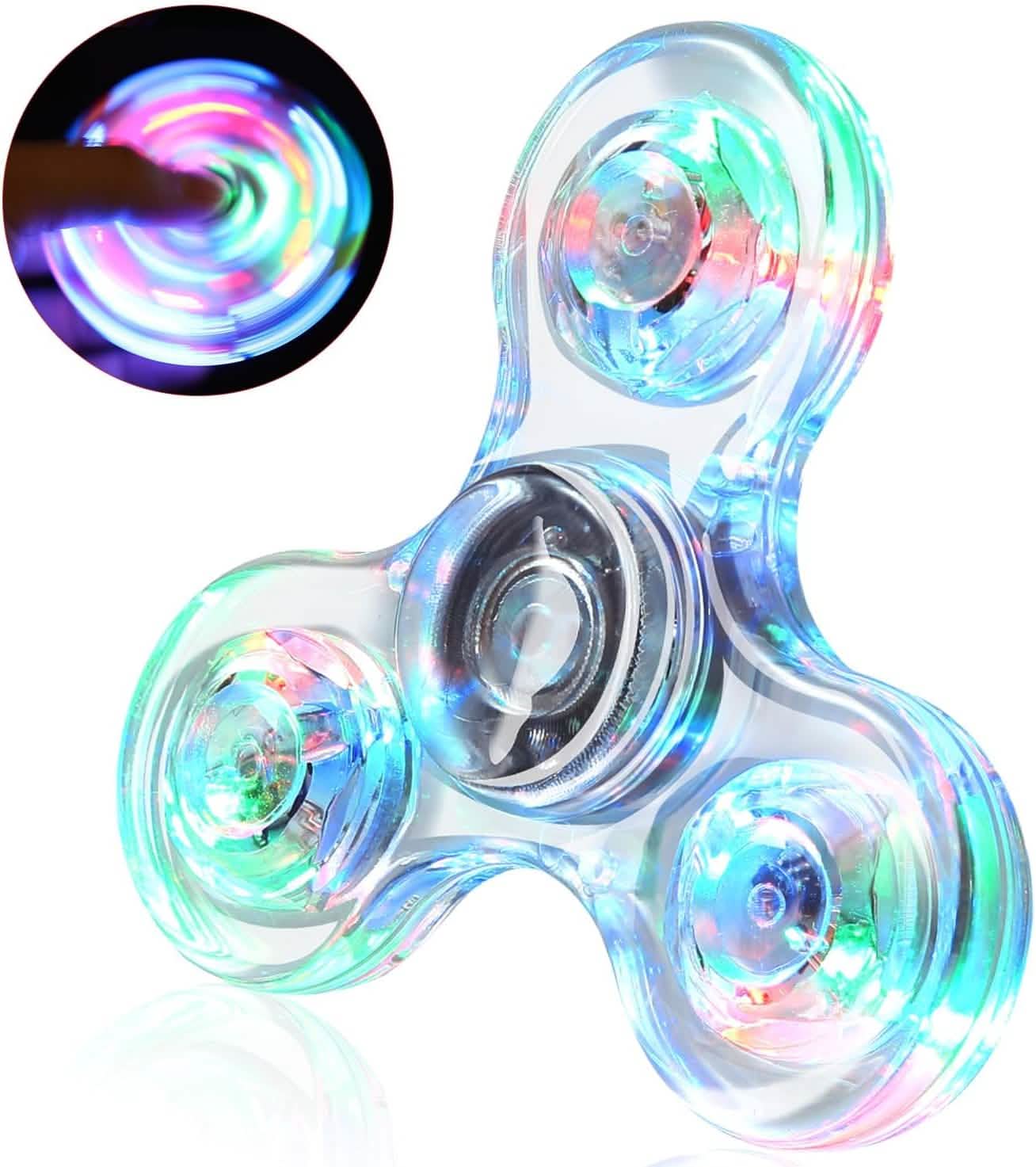 LED Fidget Spinner 3-Pack | Light Up Glow in the Dark Sensory Spin Toy