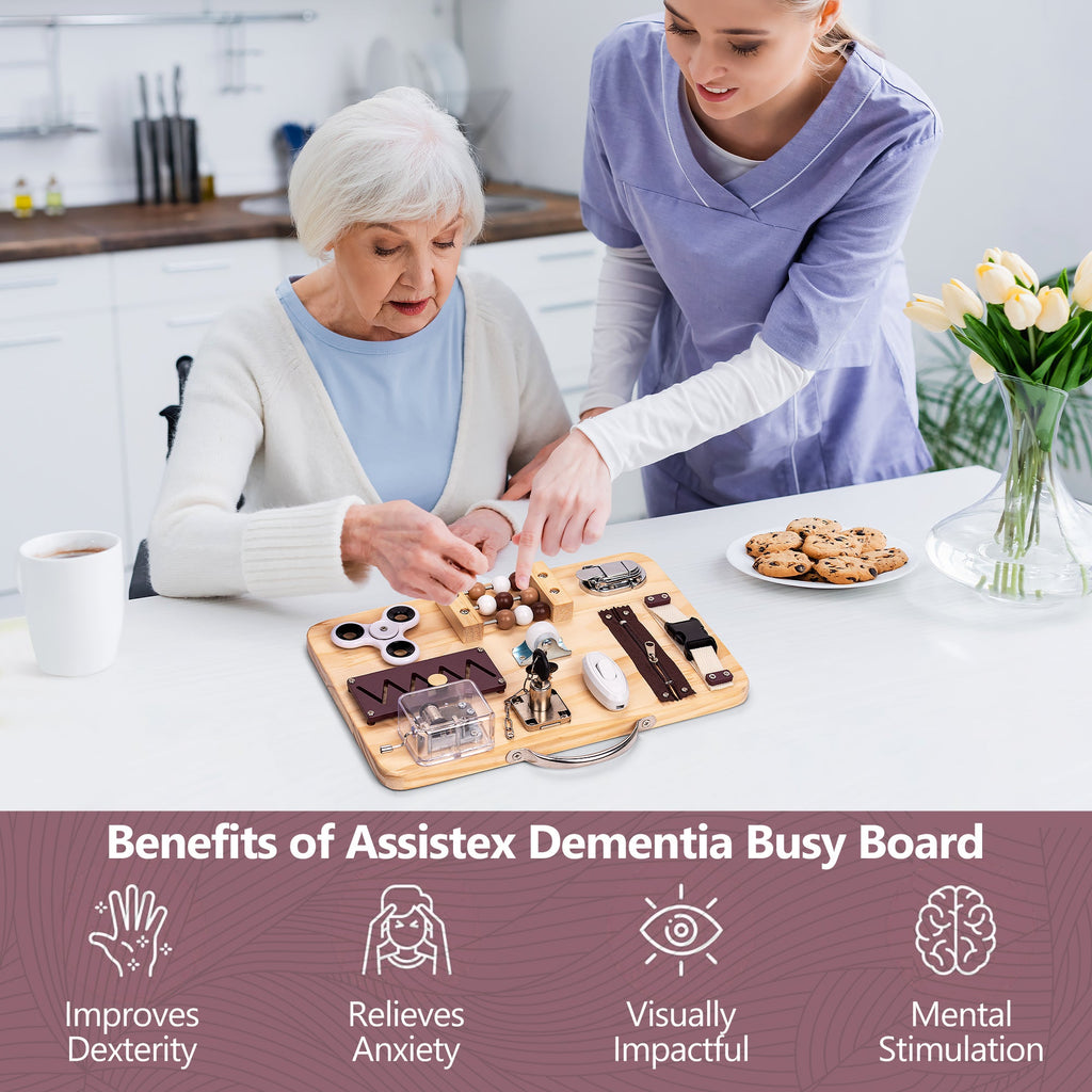 Wooden Fidget Busy Board | Dementia-Friendly Sensory Activity Board for Adults