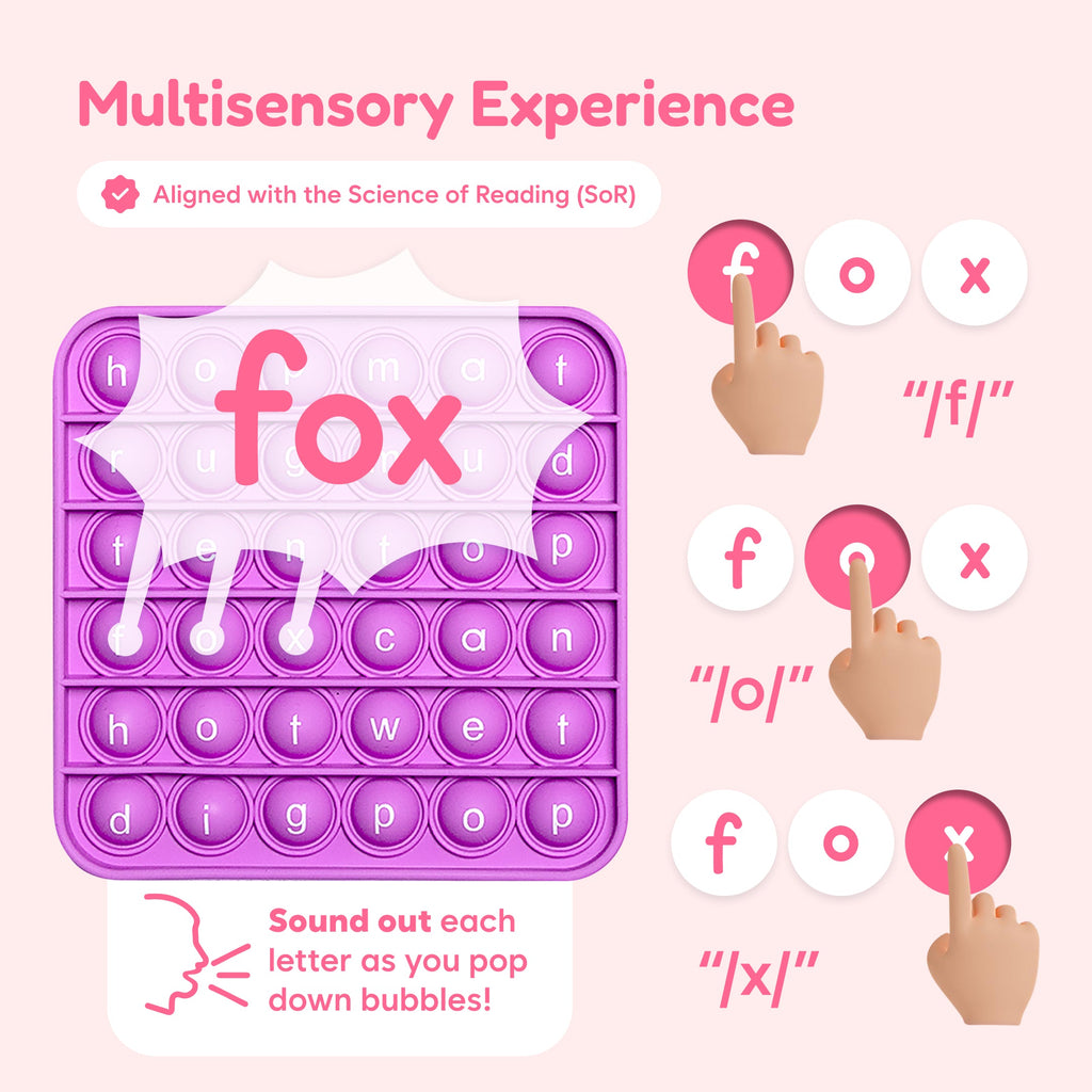 6 Extra CVC Fidget Mats | Word Pop Phonics Learning Fidget Tool