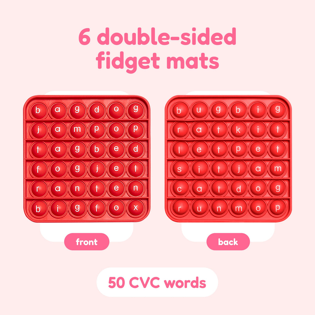 6 Extra CVC Fidget Mats | Word Pop Phonics Learning Fidget Tool