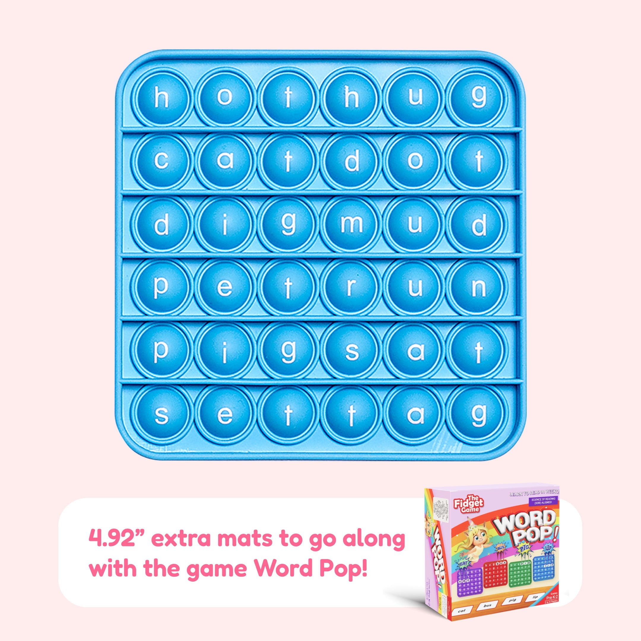 6 Extra CVC Fidget Mats | Word Pop Phonics Learning Fidget Tool
