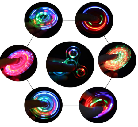 LED Fidget Spinner 3-Pack | Light Up Glow in the Dark Sensory Spin Toy
