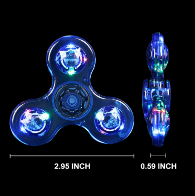 LED Fidget Spinner 3-Pack | Light Up Glow in the Dark Sensory Spin Toy