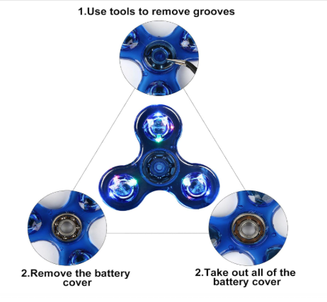 LED Fidget Spinner 3-Pack | Light Up Glow in the Dark Sensory Spin Toy