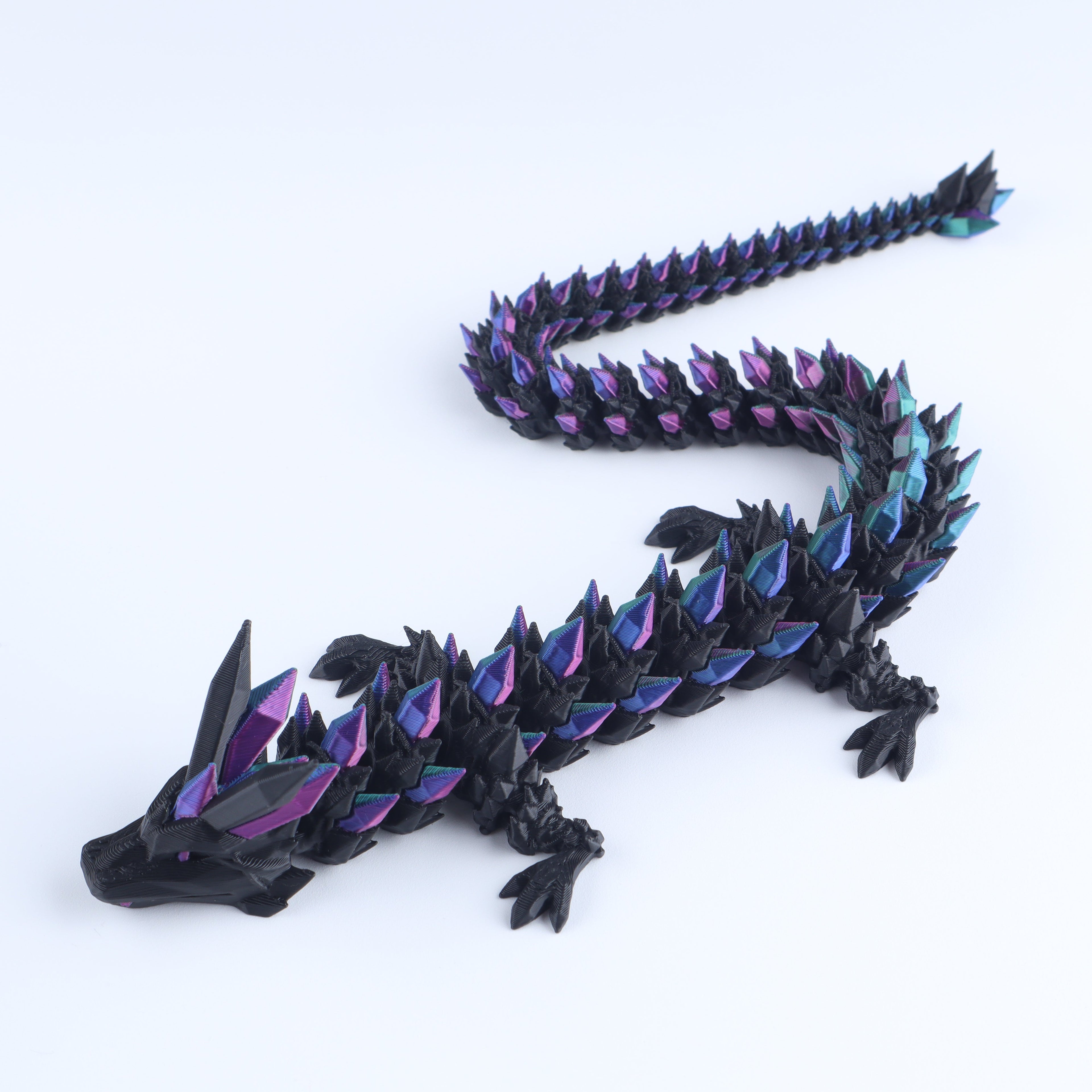 3D Printed Crystal Dragon Fidget Toy | Articulated Flexible Desk Toy & Gift