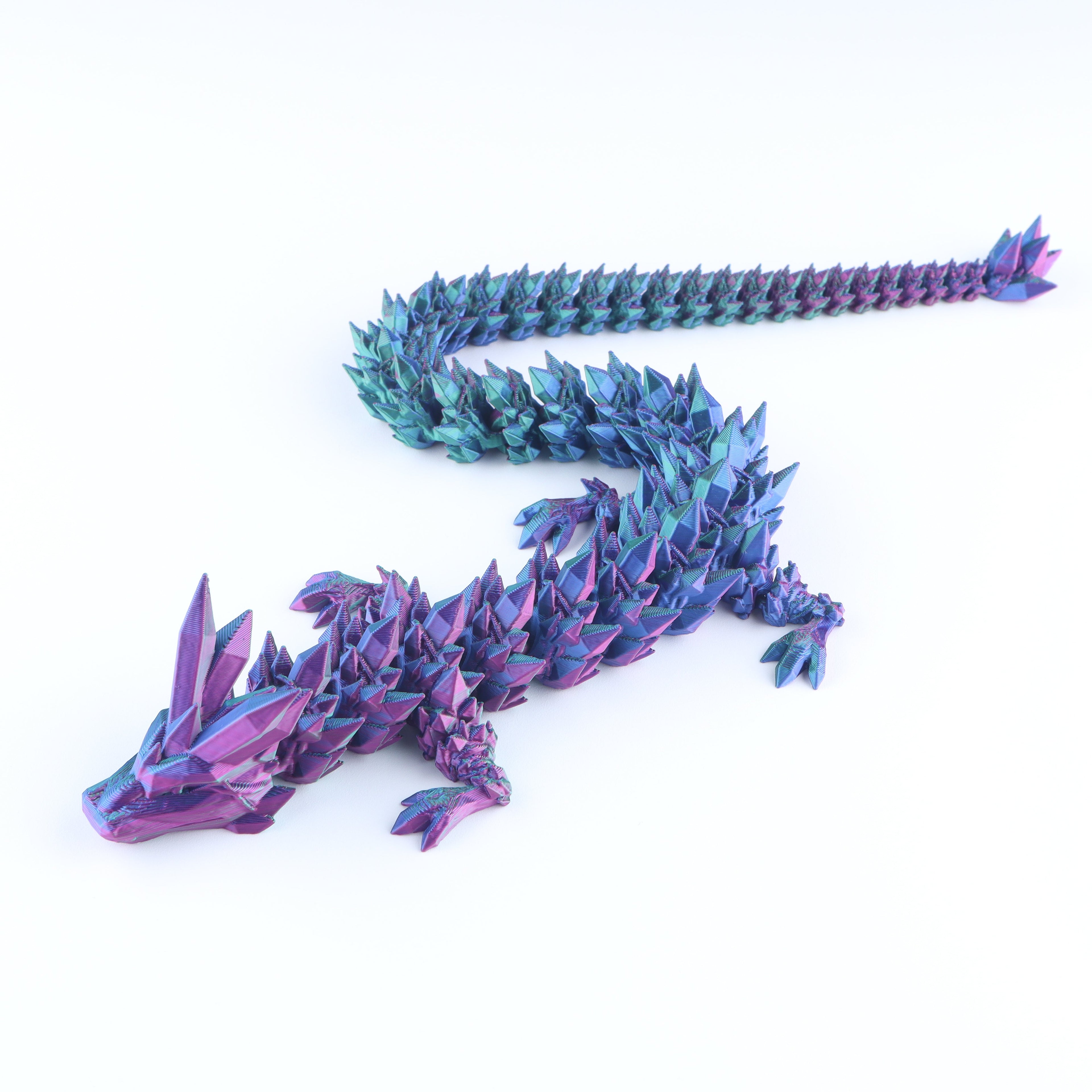 3D Printed Crystal Dragon Fidget Toy | Articulated Flexible Desk Toy & Gift