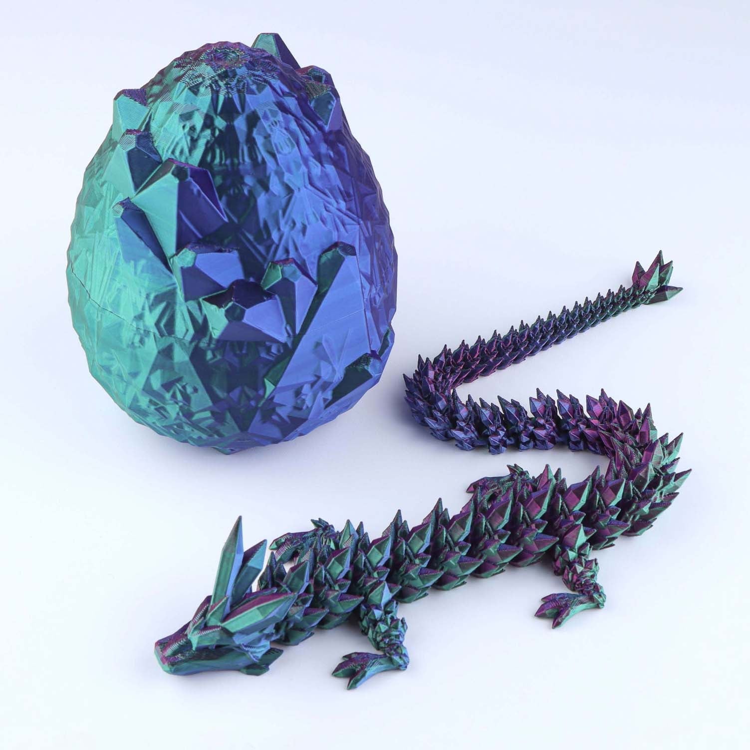 3D Printed Crystal Dragon Fidget Toy | Articulated Flexible Desk Toy & Gift