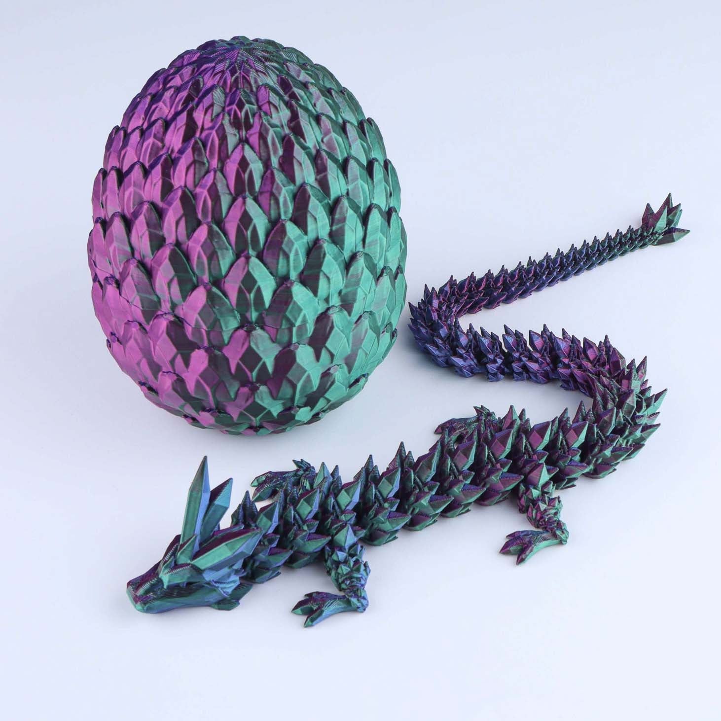 3D Printed Crystal Dragon Fidget Toy | Articulated Flexible Desk Toy & Gift