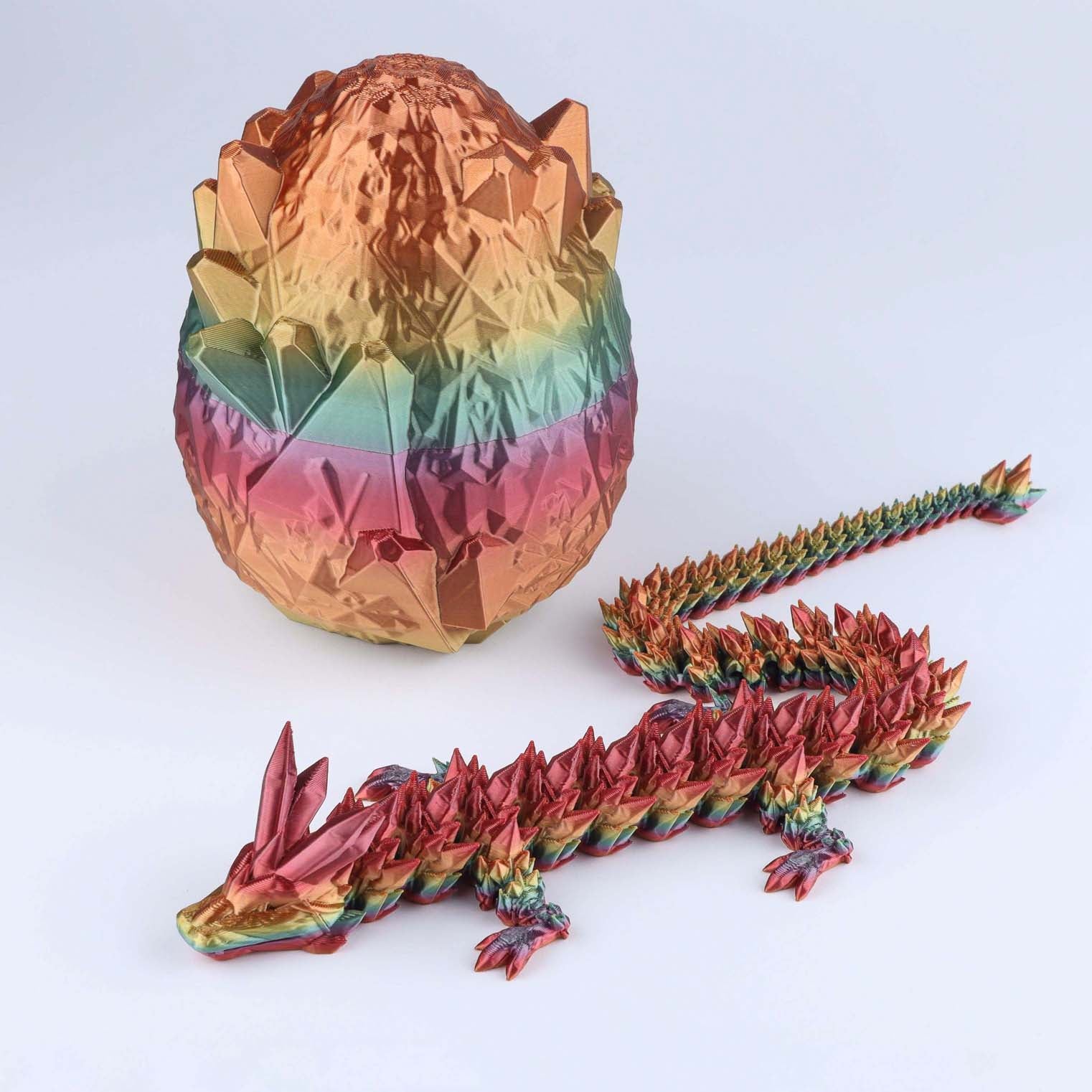 3D Printed Crystal Dragon Fidget Toy | Articulated Flexible Desk Toy & Gift