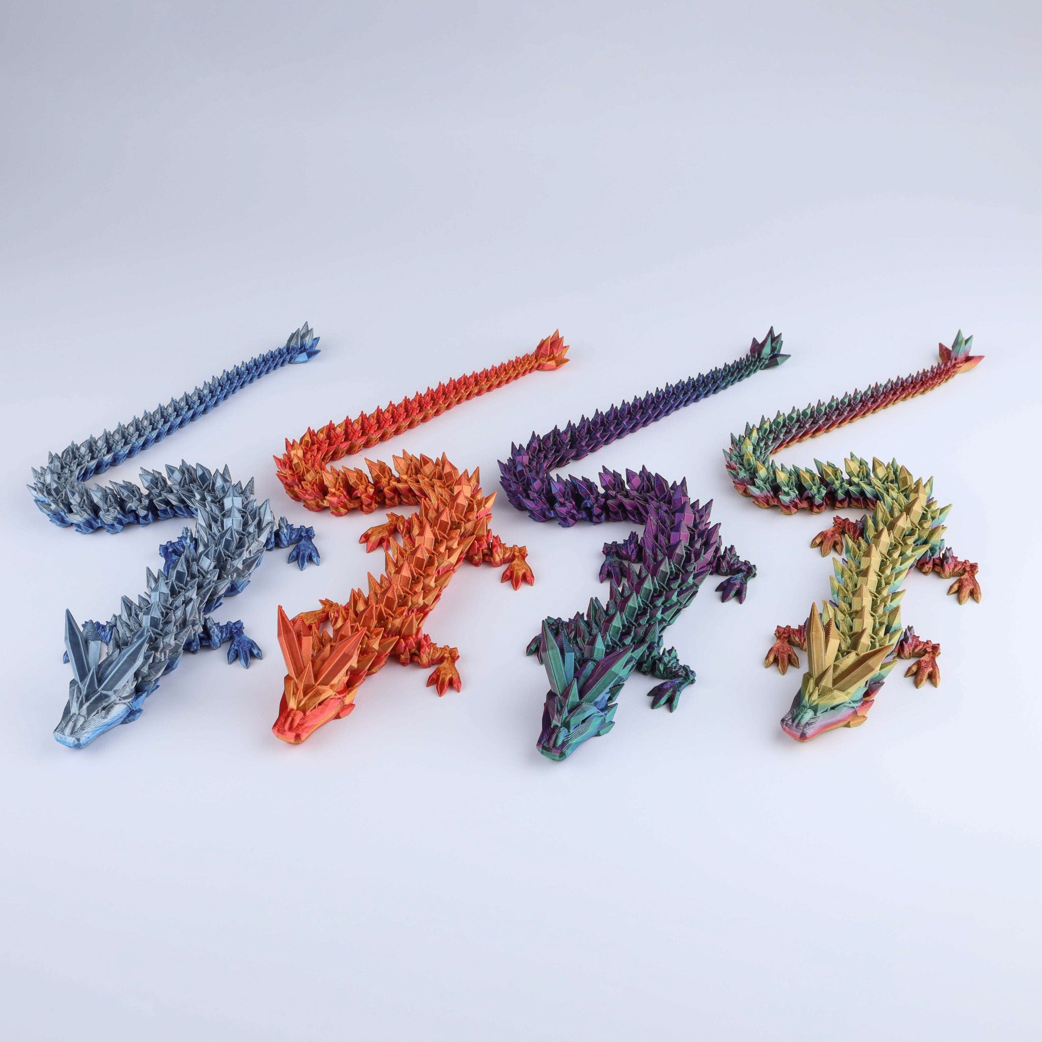 3D Printed Crystal Dragon Fidget Toy | Articulated Flexible Desk Toy & Gift