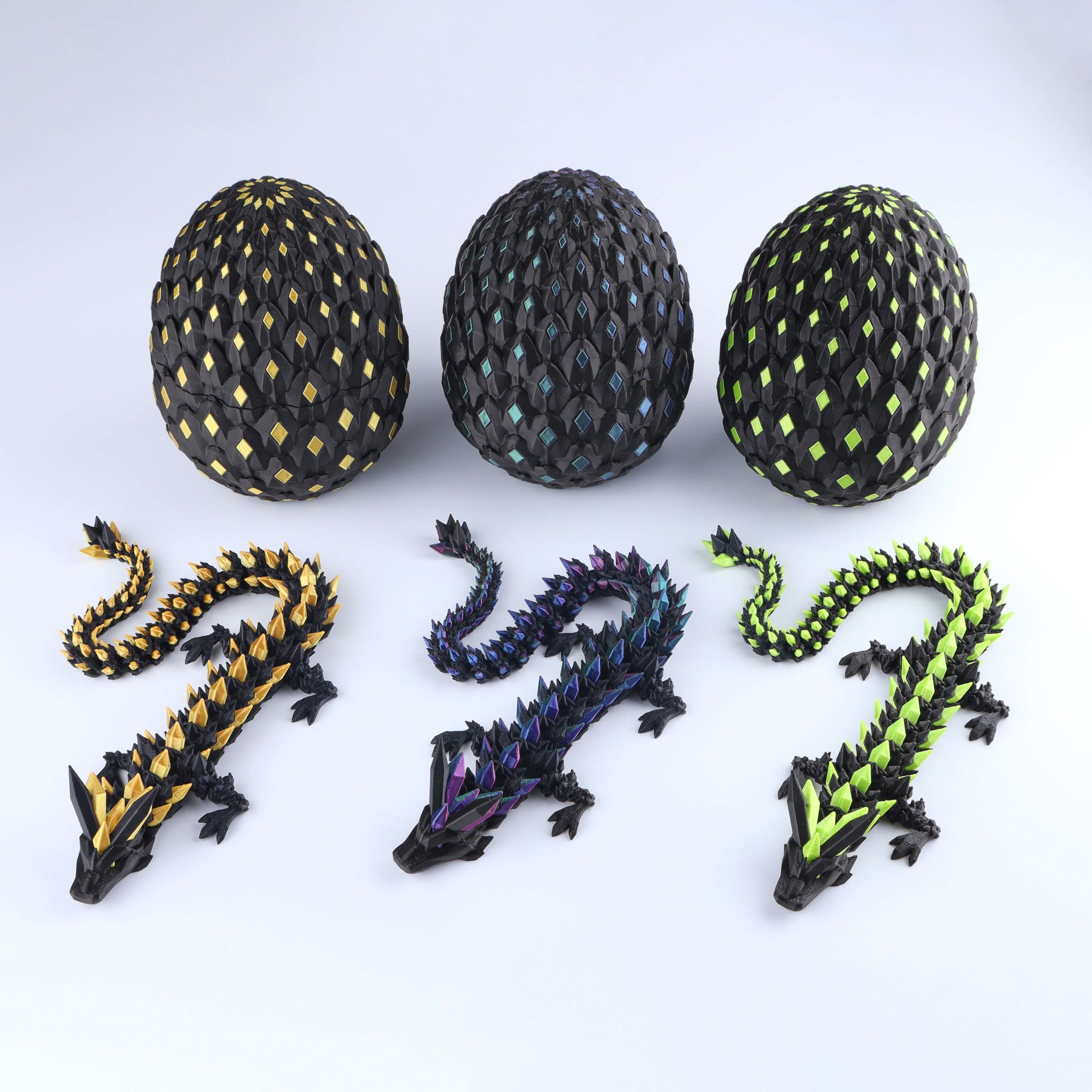 3D Printed Crystal Dragon Fidget Toy | Articulated Flexible Desk Toy & Gift