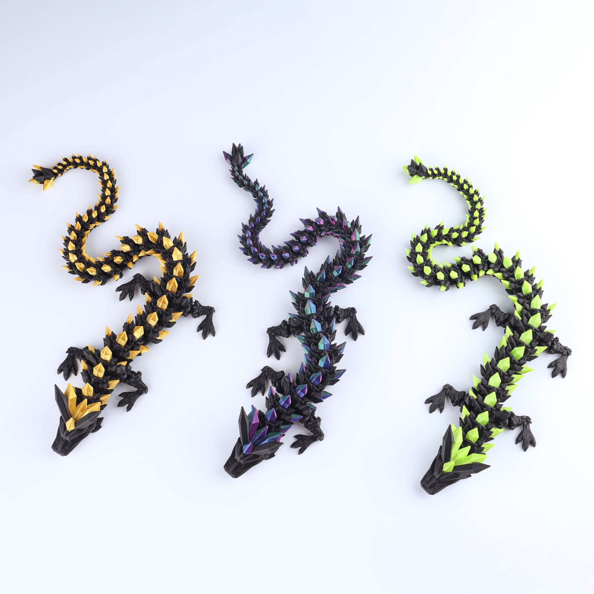 3D Printed Crystal Dragon Fidget Toy | Articulated Flexible Desk Toy & Gift