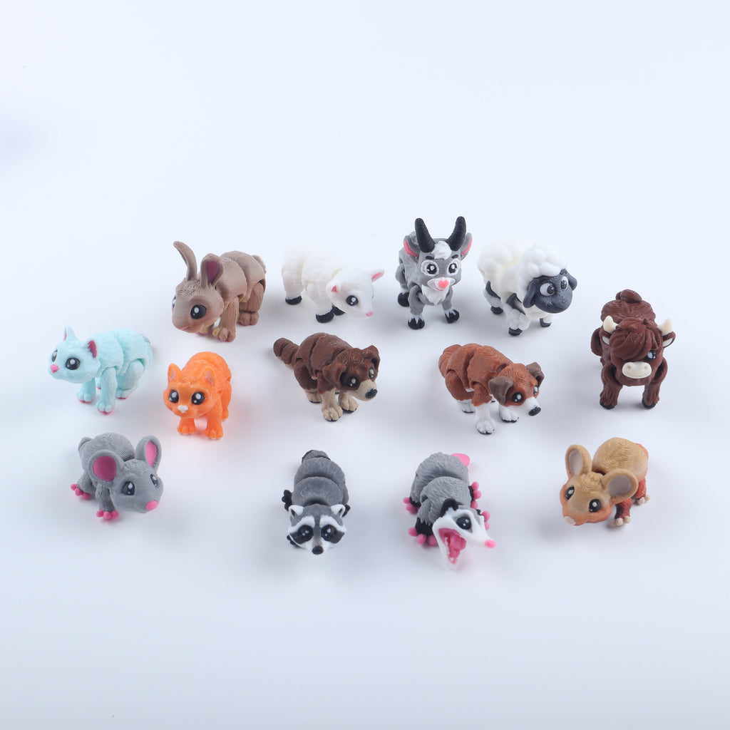 3D Printed Mini Animal Fidget Toy Pack | Forest, Farm & Home Goodie Bag Gift Set