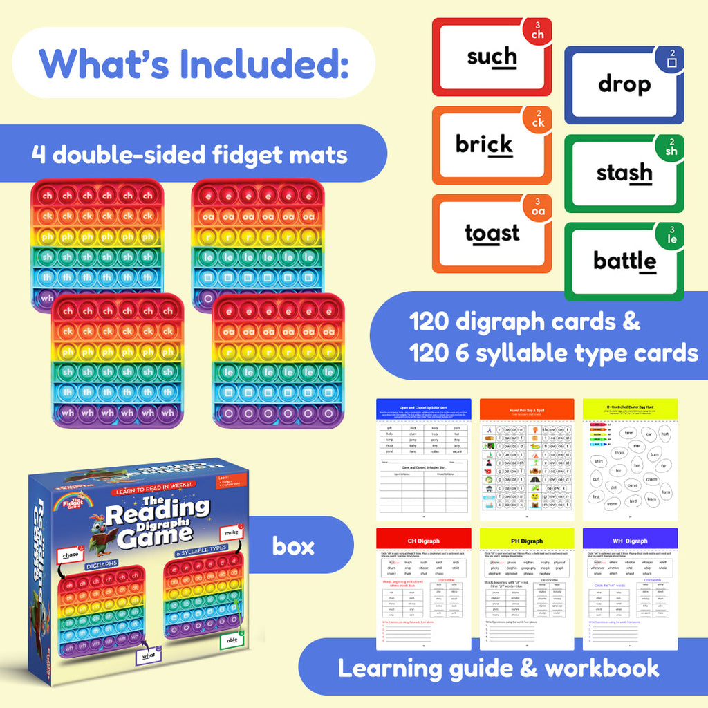 Reading Digraphs Fidget Game | Educational Phonics Sensory Toy for Kids