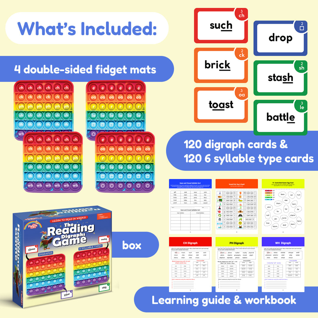 Reading Digraphs Fidget Game | Educational Phonics Sensory Toy for Kids