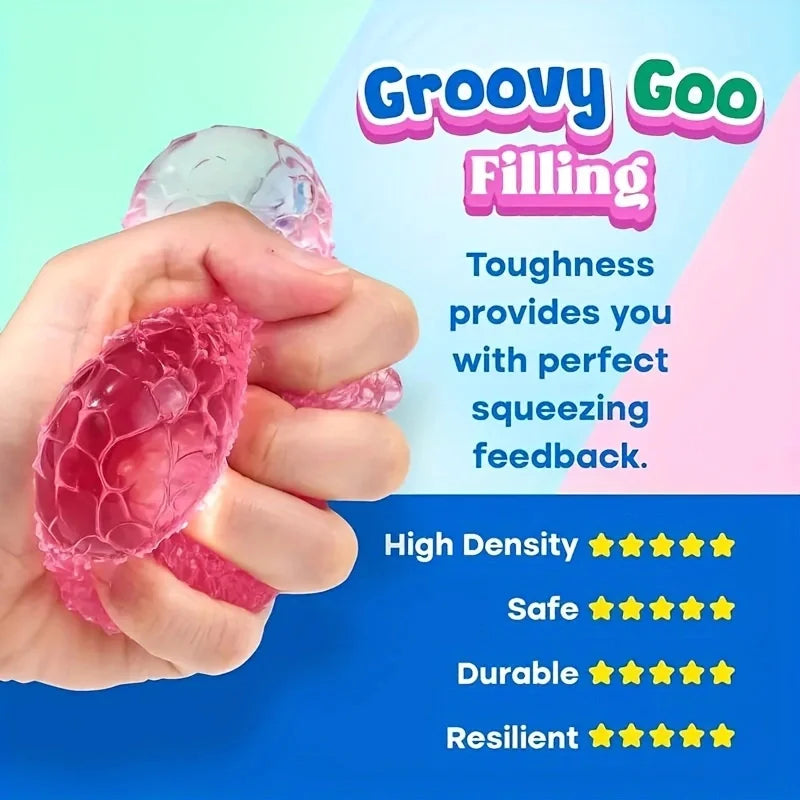 Multicolor Texture Ice Ball Squishy | Soft Pinch Pop Fidget Toy for Kids & Adults