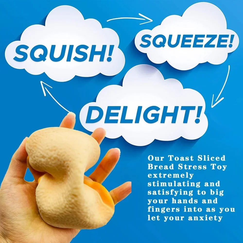 Squishy Toast Bread Squeeze Toy | Funny Fidget Stress Relief Toy for Kids & Adults