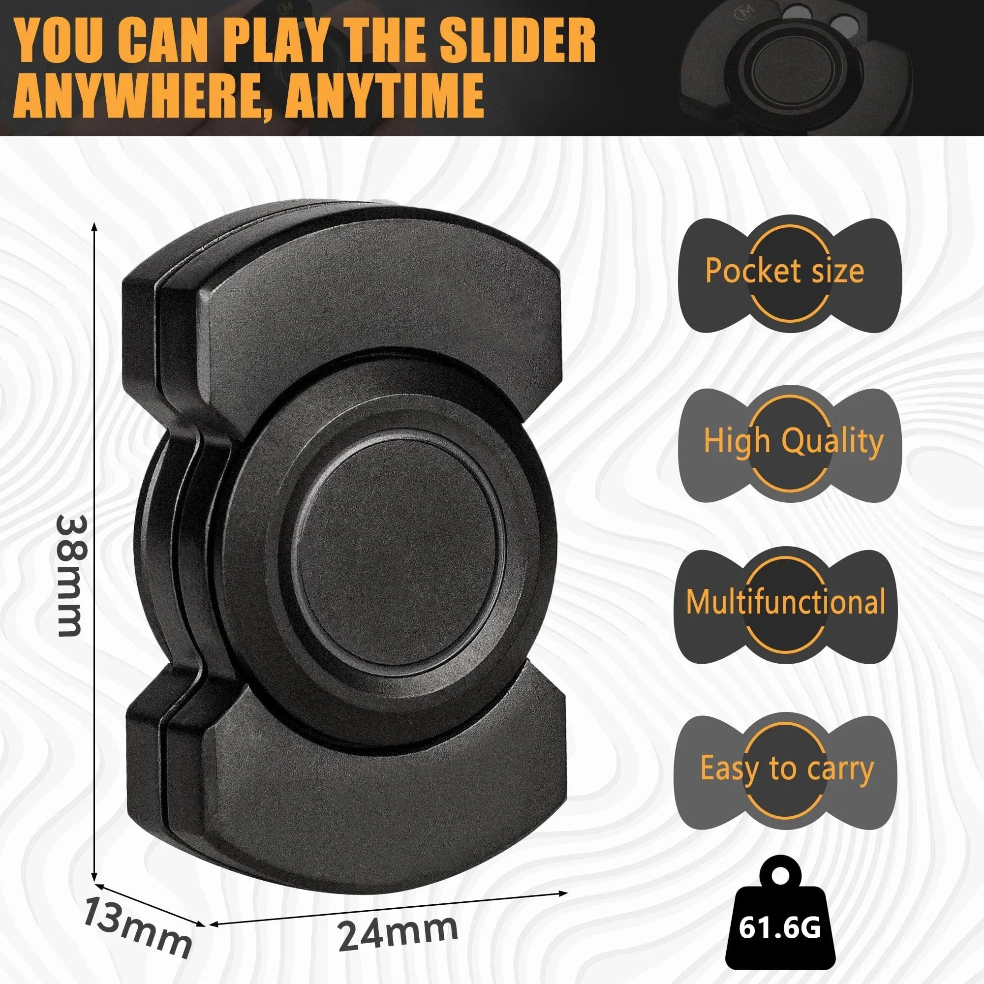 3-in-1 Stainless Steel Fidget Spinner & Slider | Click Button Metal Stress Relief Toy