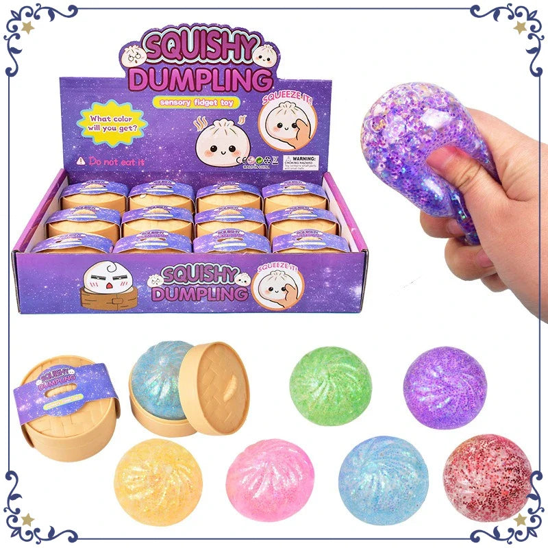 Mini Dumpling Squishy | Glitter Steamer Bun Slow Rising Squeeze Toy
