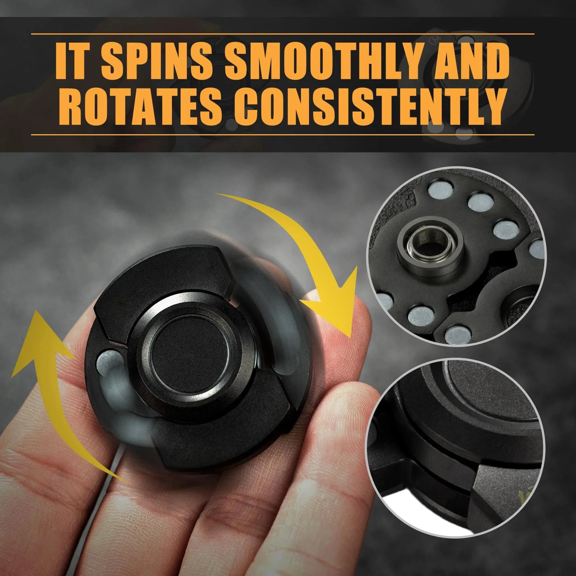 3-in-1 Stainless Steel Fidget Spinner & Slider | Click Button Metal Stress Relief Toy