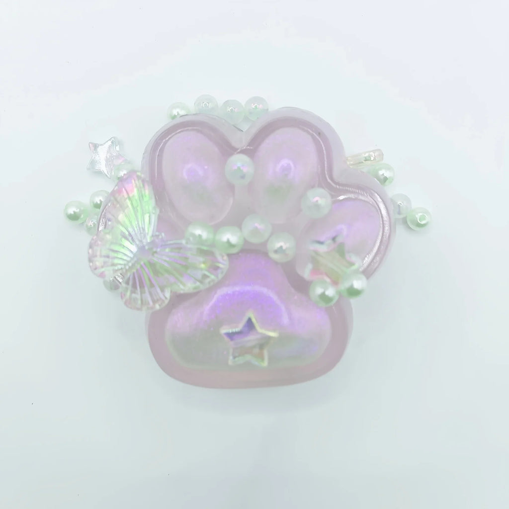 Transparent Cat Claws Squishy Squeeze Toy | Soft Pinch Pop Fidget with Butterfly Beads